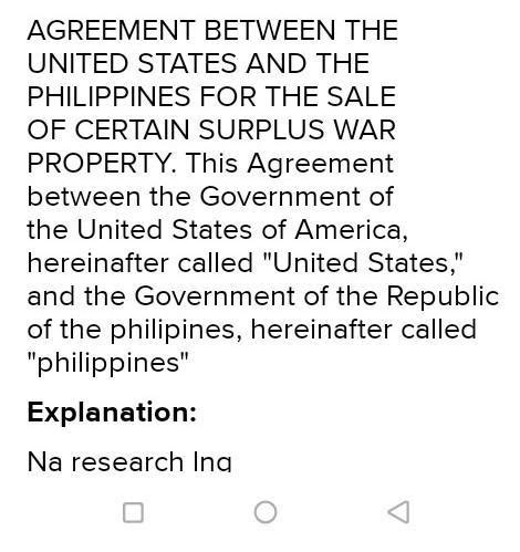 AGREEMENT ON SURPLUS WAR PROPERTY BETWEEN THE .